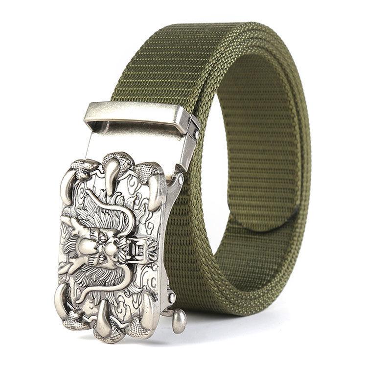 Men'S Nylon Belt Business Automatic Buckle Belt Casual Canvas Toothless Buckle Belt Strength Delivery