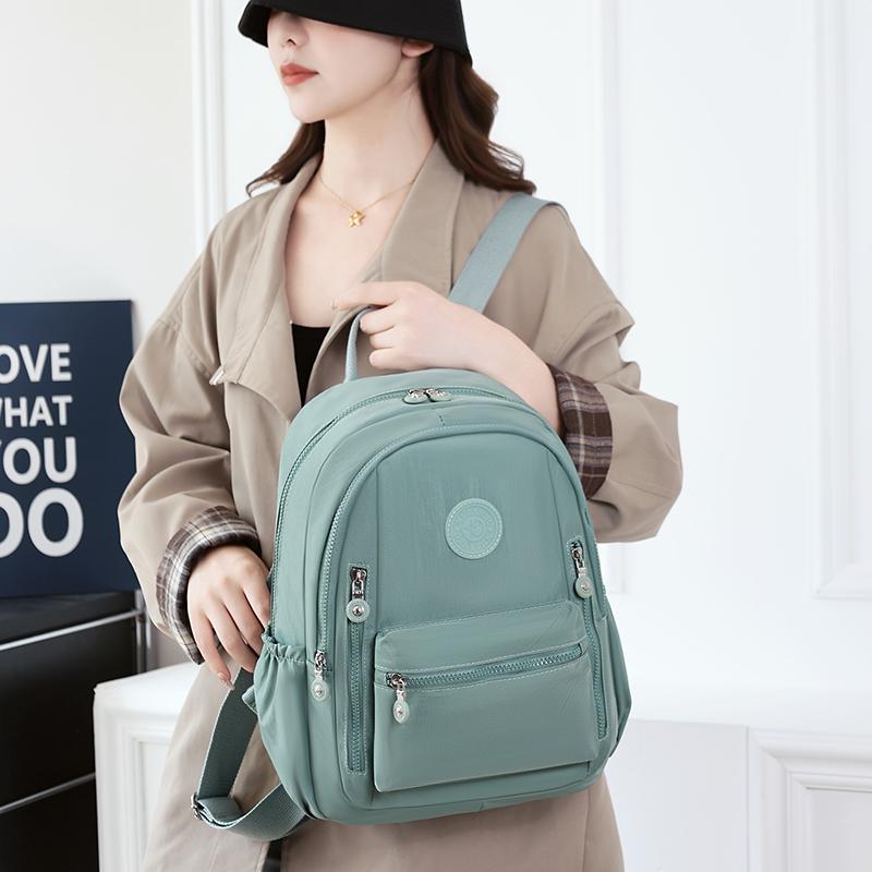 Solid Color Backpack Nylon Women's Backpack Travel Schoolbag