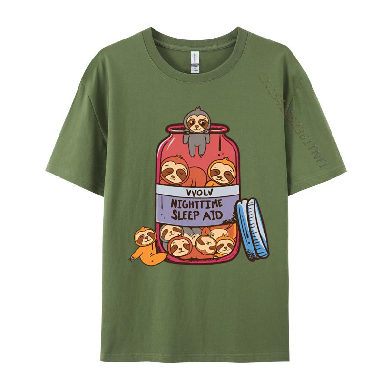 Funny Sloths Nighttime Sleep Aid Funny Tshirts Vintage Tshirt Men Tee Shirts Soft Texture Man Clothing