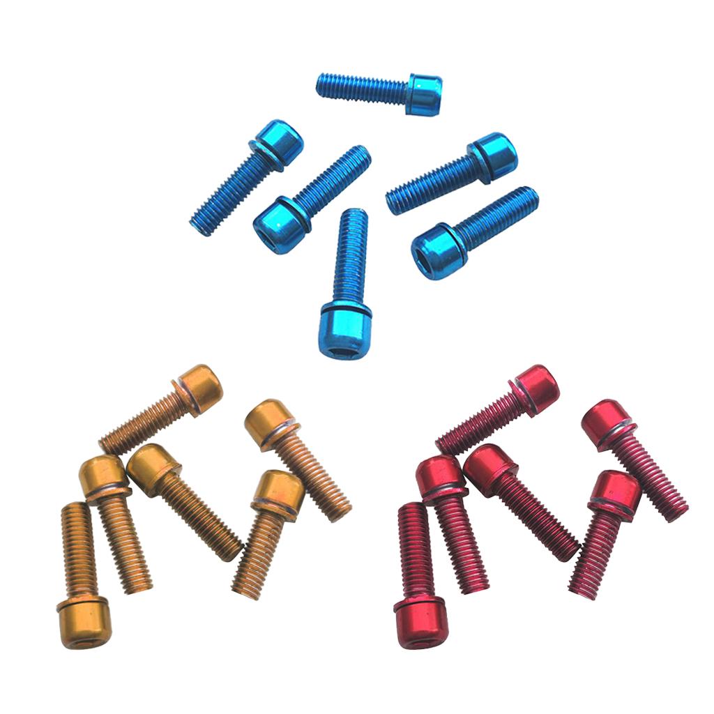 Set of 18Pcs, Cycling Bike Screws M5 x 18 Carbon Steel Bicycle Disc Brake Caliper Bolts (6 6 Gold +