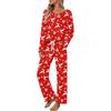 Women's V-Neck Pajama Set Long Sleeve Top and Pants Loose Fit Plus Size Two-Piece Loungewear for Spring and Fall