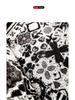 Black Line Flower Tile Doormat - Indoor/Outdoor Entryway Scraper Mat