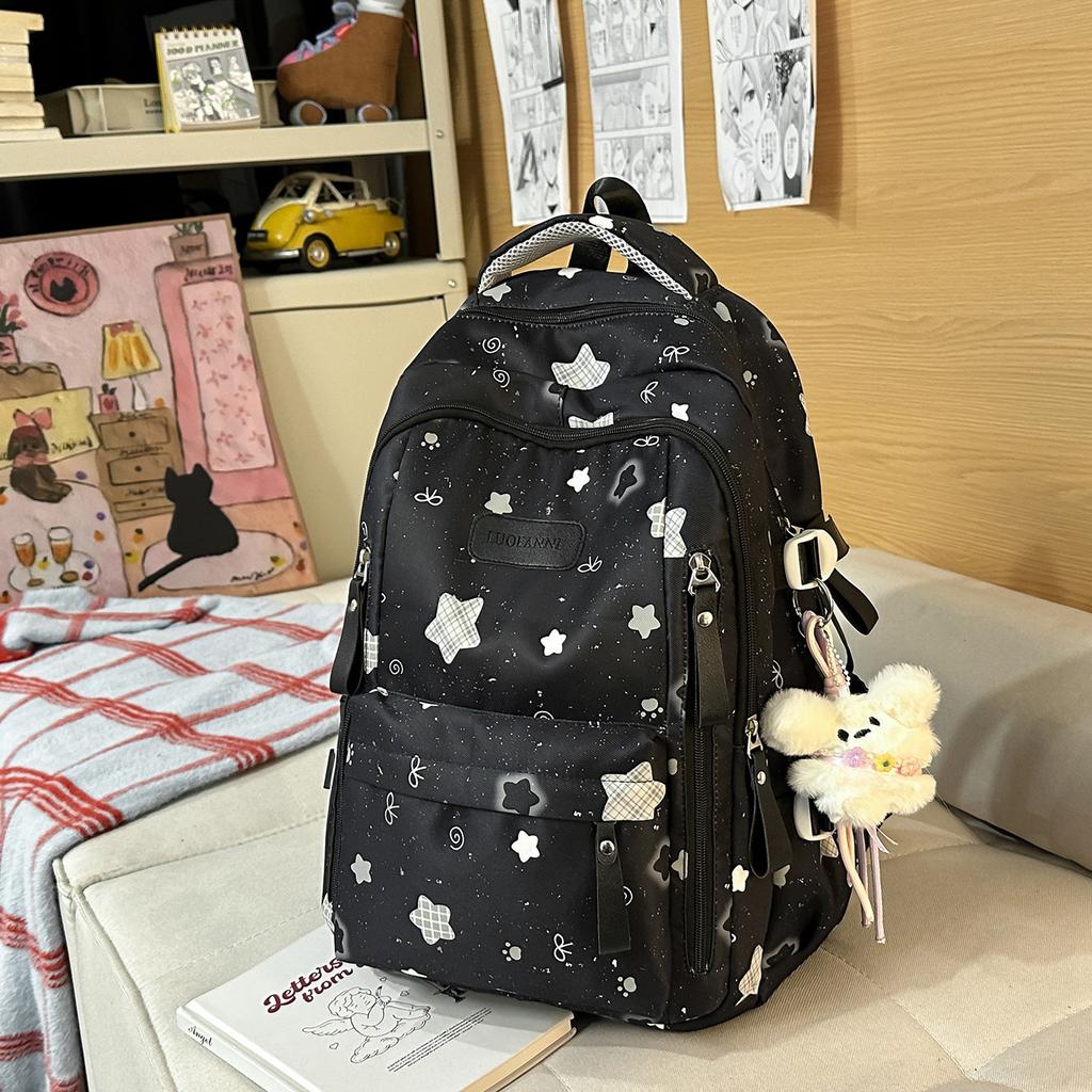 Schoolbag Japanese Ins New High-value Cute Casual Backpack Female Multi-compartment Junior High School Students Light and Sweet Backpack