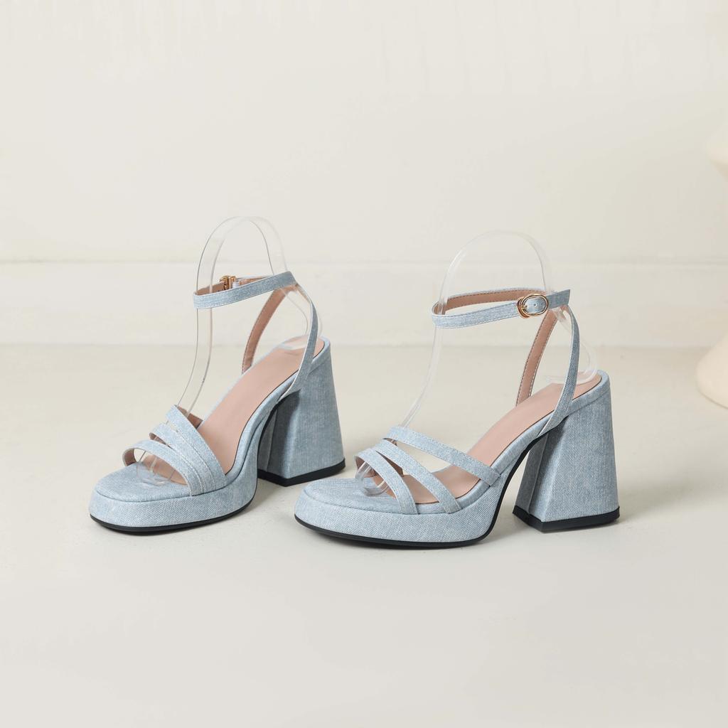 Krazing Pot Polyurethane Summer Size 43 Women Platform Super High Heels Women Peep Toe Ankle Straps Waterproof Sandals