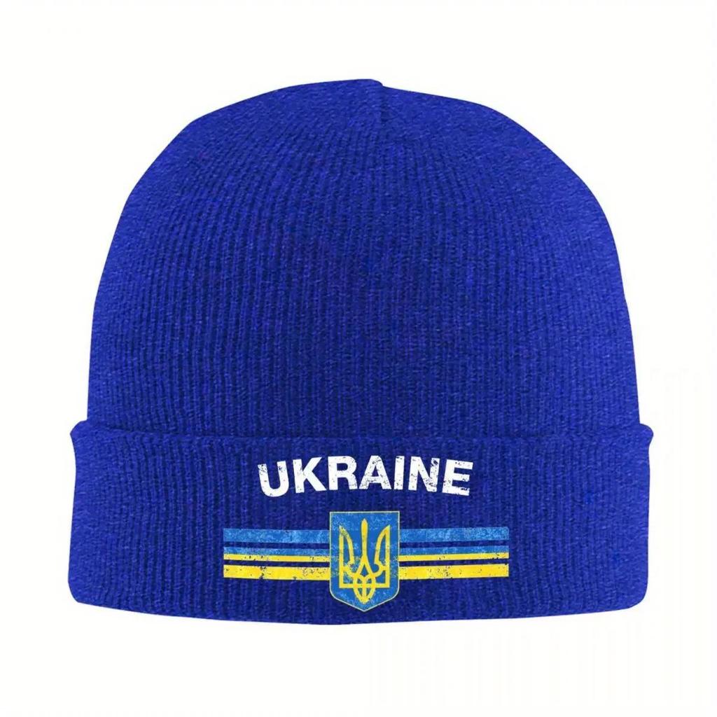 New NEW Ukrainian Emblem Ukraine Flag Knit Hat Beanie Winter Hats Warm New Cap Unisex Women
