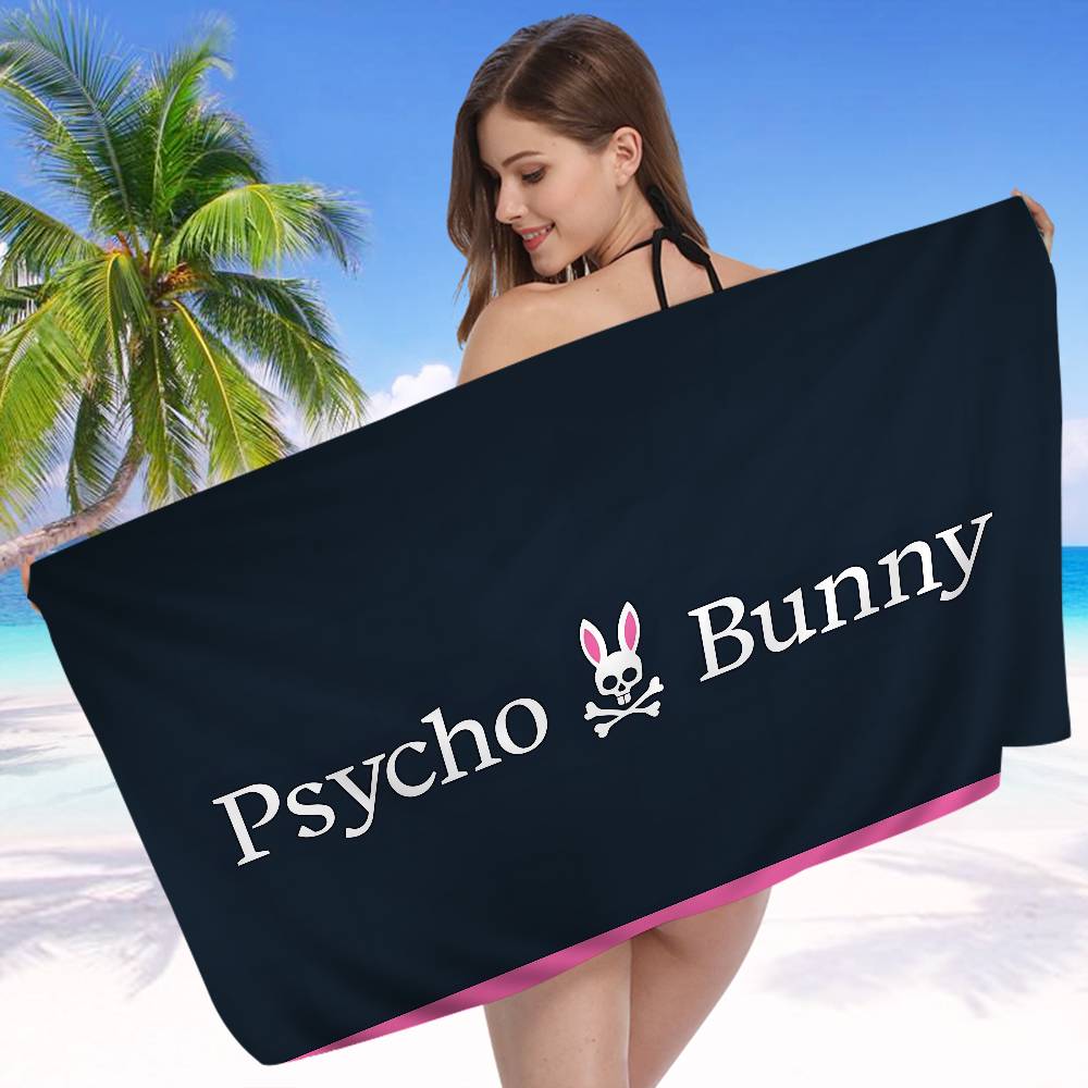 Asciugamano da Spiaggia in Microfibra P-Psycho Bunny di Lusso, Assorbente, Asciugatura Rapida, Morbido, per Yoga, Nuoto, Resort, Alpinismo