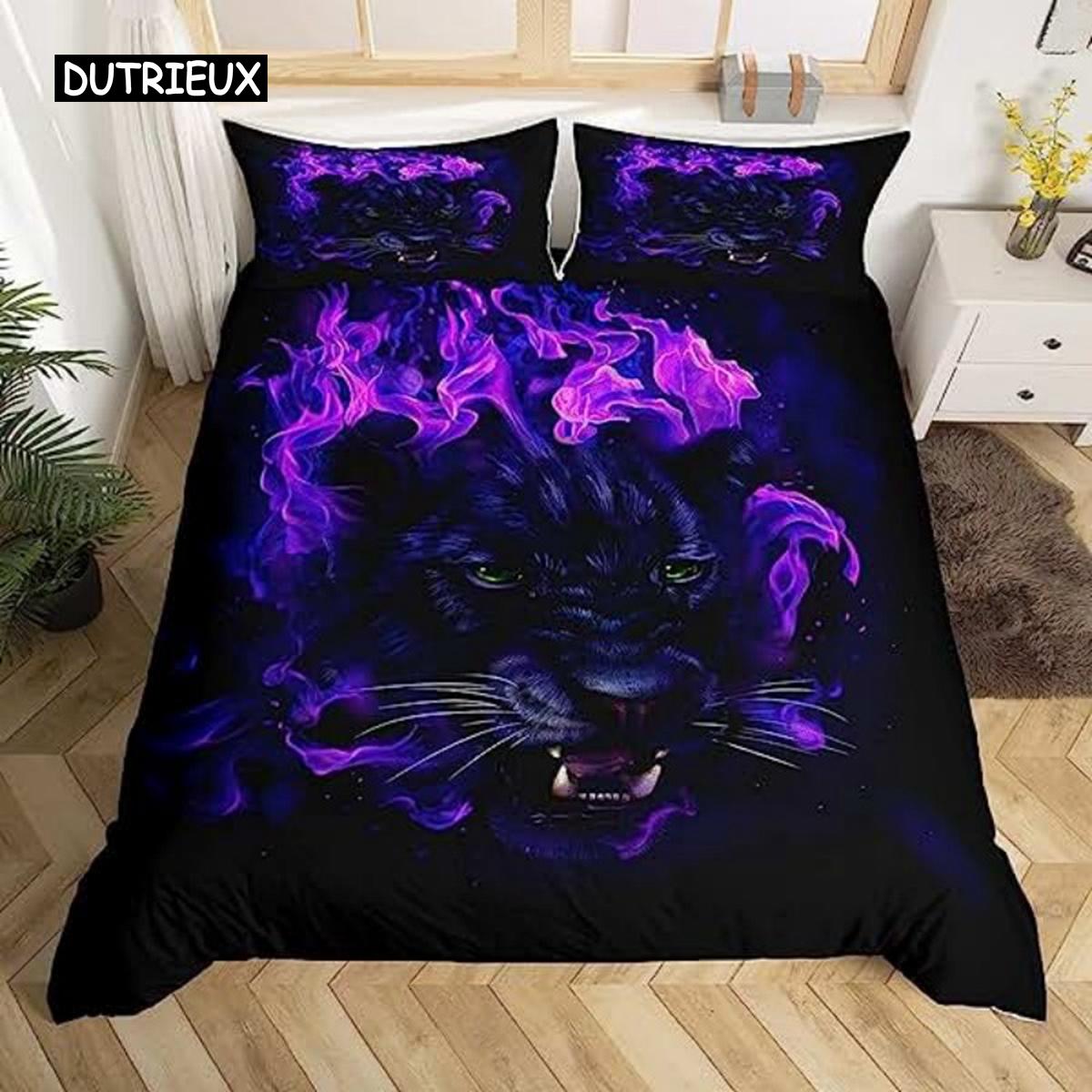 

For Children Adults Room Decorations - Tiger Duvet Cover Wild Animal Bedding Set Animal Theme Comforter Cover Microfiber Sunset EU single(135x200cm)