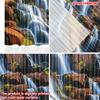 Set Of 2 Waterfall Landscape Curtains Flat Digital Printing Nature Scene Blue White Falls Red Brown Rocks Living Room Made Polyester Sitting Window