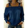 Tops Women Top Sexy Denim Off Shoulder Full Sleeve Casual Y2k Streetwear Backless Slash Neck Elegant Work Slim Fit 2026 Summer