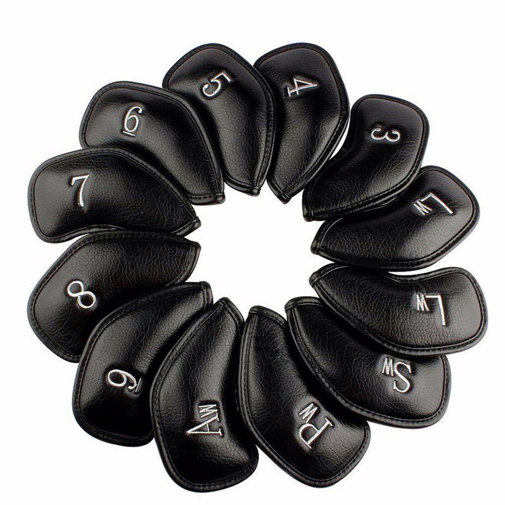 Red Black Golf Accessories Anti-slip Protector Golf Club Head Cover Litchi grain PU leather