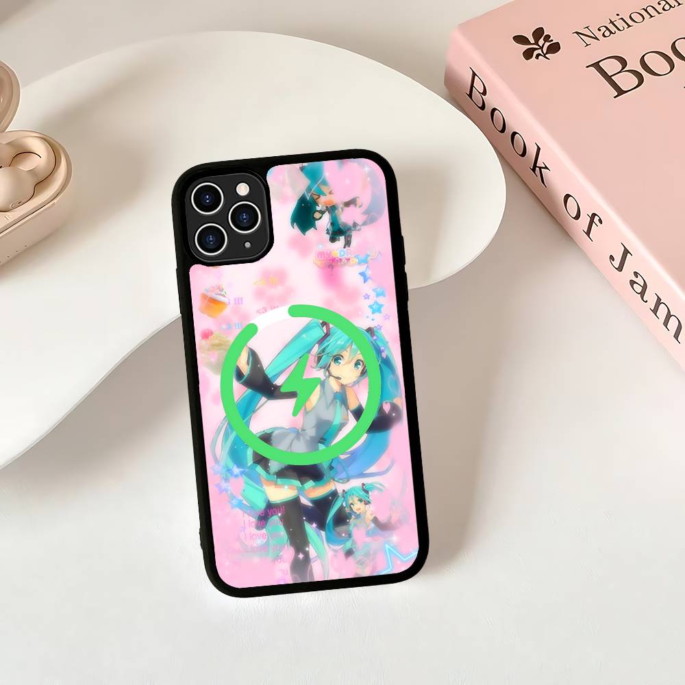 Kawaii H-Hatsune Miku Magnetic Wireless Phone Case For IPhone 17 16 15 14 Plus 13 12 11 Pro Max