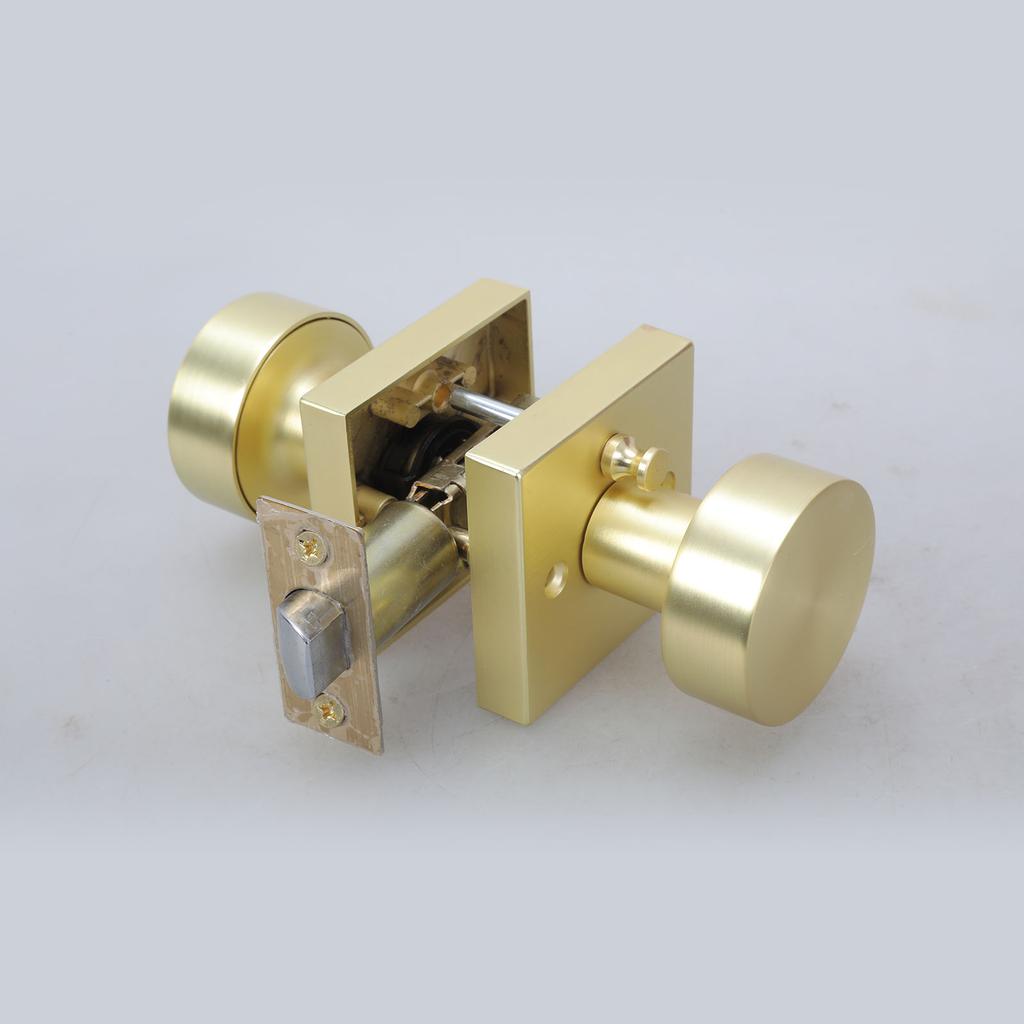 Practical Gold Door Knobs Interior Portable Sturdy Passage Hall Closet Satins Brass Finish for Modern Homes Use