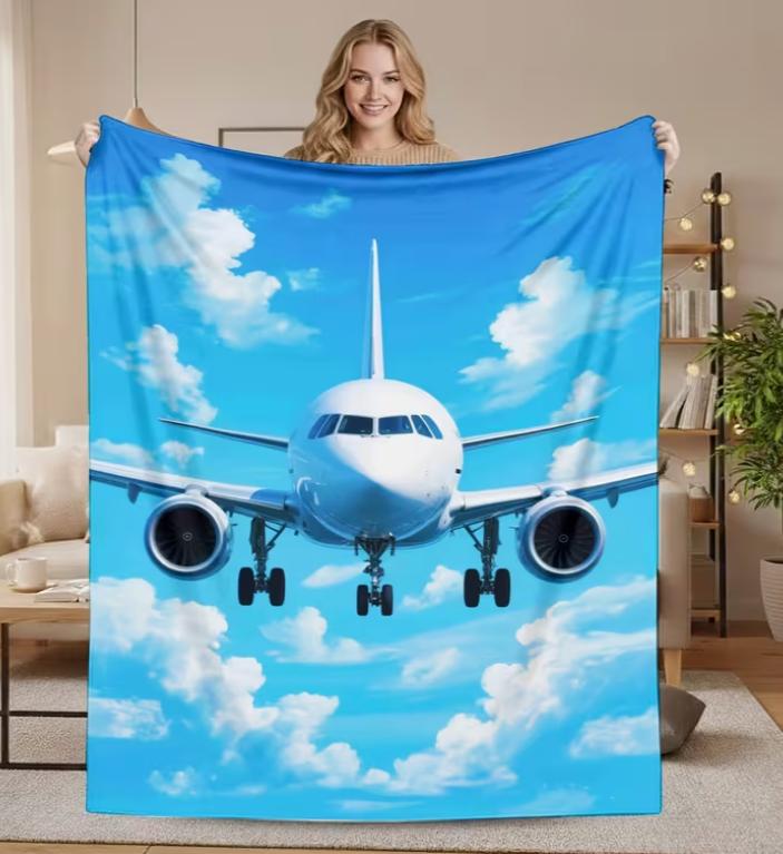 Ganzjahres Flugzeug Flanell Überwurf Weiches Flanellmaterial für Sofa Bett Büro Couch, Stuhl, Camping Geschenk für Geliebte