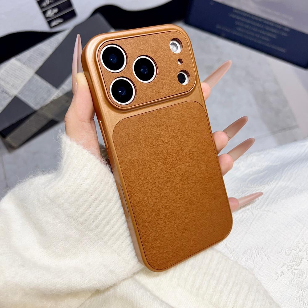 

Luxury Solid Color PU Leather Texture Phone Case For iPhone 17 16 15 14 13 Pro Max Matte Full Bumper Non-Slip Shockproof Cover iPhone17 Pro