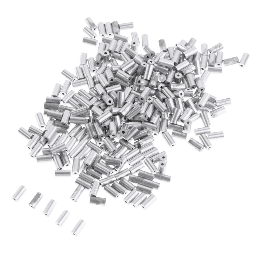 100x Fishing Single Barrel Aluminium Crimp Tackle Connector - 1.4mm