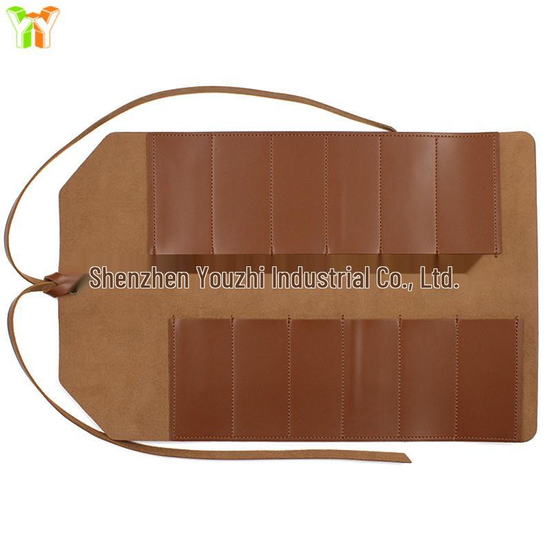 Portable Leather Tool Roll Bag for Auto Repair and Plumbing