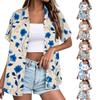 Women's Casual Floral Print Short Sleeve Button Down Collar Shirt Lightweight Loose Fit Summer Top for Outdoor Daily Wear