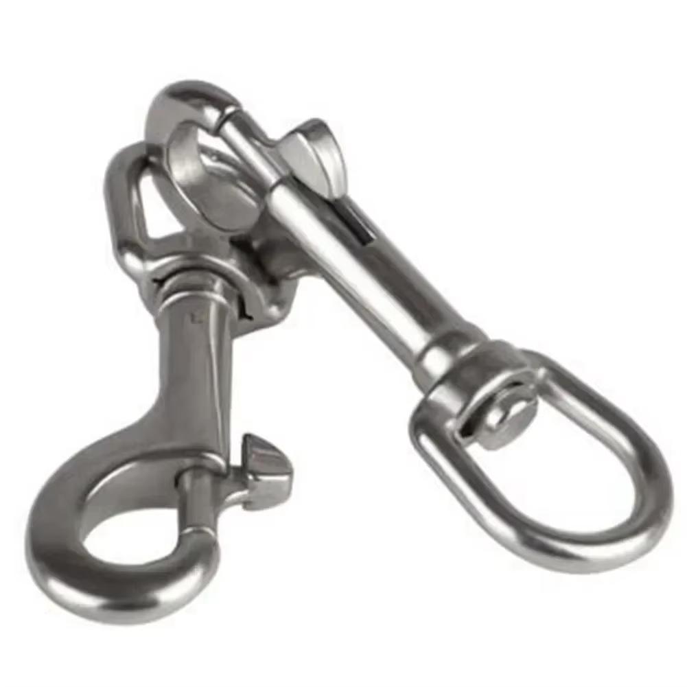 DIZETION 1PC 316 Stainless Steel Swivel Eye Bolt Spring Snap Hook 65/72/82/91/100/126mm Marine Diving D Ring Snap Hooks