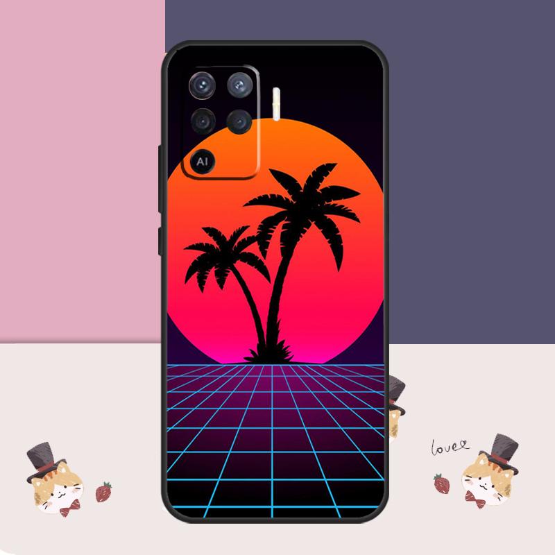 Retrowave Neon Palms Tree Case For OPPO A78 A98 A58 A18 A96 A76 A16 A17 A77 A15 A5 A9 A74 A94 A52 A72 A53S A54S A57S