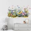 Wildflower Fence Wall Sticker Colorful Wall Murals Butterfly Floral Removable Peel And Stick Decals