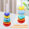Rainbow Colored Rotating Tower Toy - Multi Part Detachable Stacked Educational Toy - Halloween, Early Education Christmas Gift