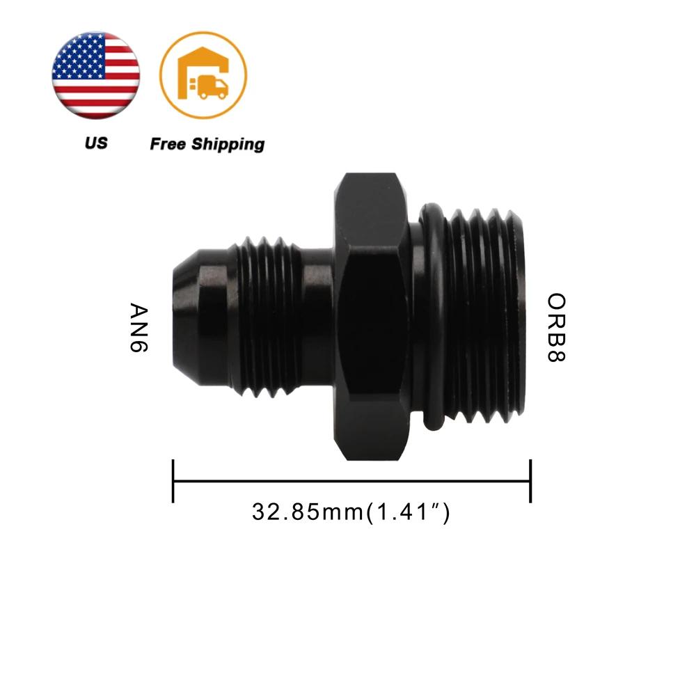 Male Adapter AN6 6AN Fitting Black ORB-6 /-10 /-10 O-ring Boss to AN8 8AN AN1010/ 6061-T6 aluminum  Flare fiting Car Accessories