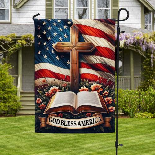 God Bless America Christian Cross American ag Garden ag AAL WZZ