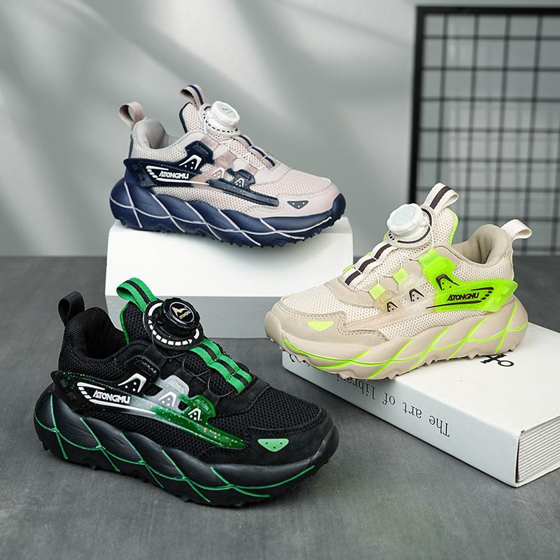 Running shoes light girls' and children's sports shoes button new breathable children's shoes boys' and boys' toilet shoes spring and autumn 2025