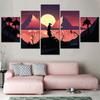 5 Panels Canvas Wall Art Home Decor Painting Vector Samurai Landscape In Cartoon Style HD Printed Poster  for Pictures