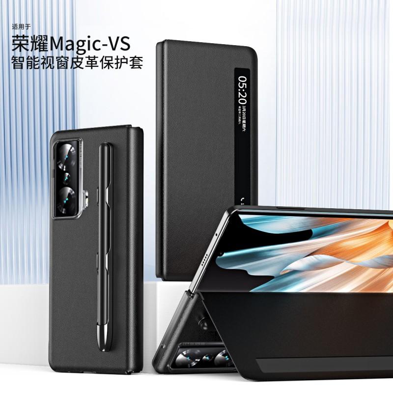 Slim Flip Case Honor Magic Foldable Phone With Smart Window View Stand Magnetic Shockproof PC Leather Cover
