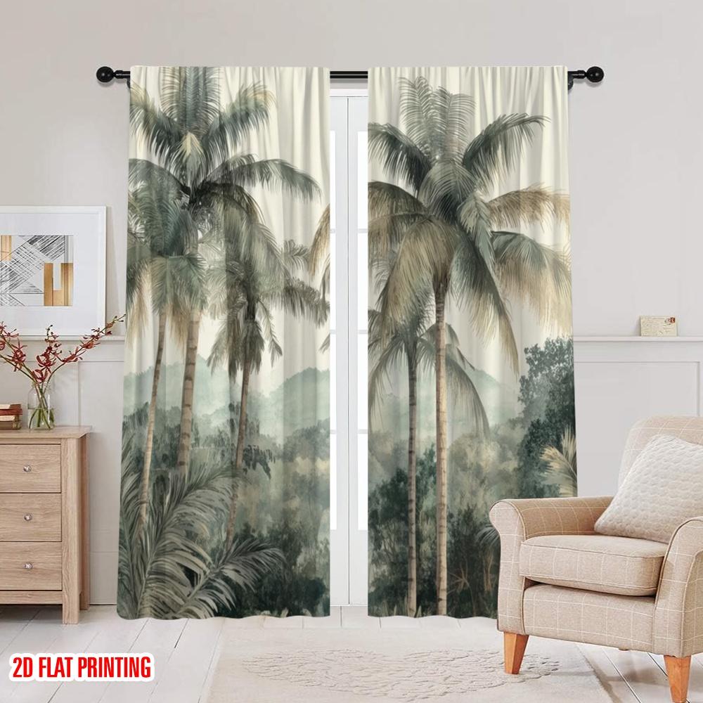 2 Stück, 2D-Flachdruck Vorhangstoff Tropical Vibes Strapazierfähiges Polyester (ohne Stange) Alle Jahreszeiten Ideal für Schlafzimmer und Verschiedenes