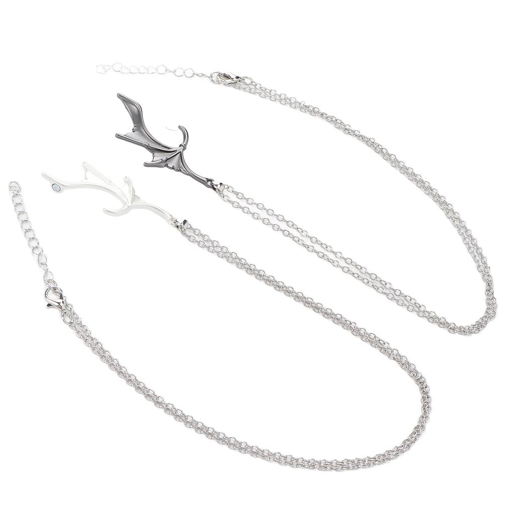 2 ks Párovací náhrdelníky pro zamilované, slitina, nastavitelný, tvar srdce, netopýří křídlo, magnetický náhrdelník pro nejlepší přátele