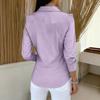 Women's Color Shirt Collar Long Sleeve Casual Loose Flared Cotton Linen Top