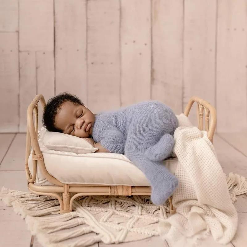Vintage Handmade Newborn Photography Basket-Baby Chairs & Doll Bed Props for Boys & Girls Perfect for Newborn Baby Photoshoot