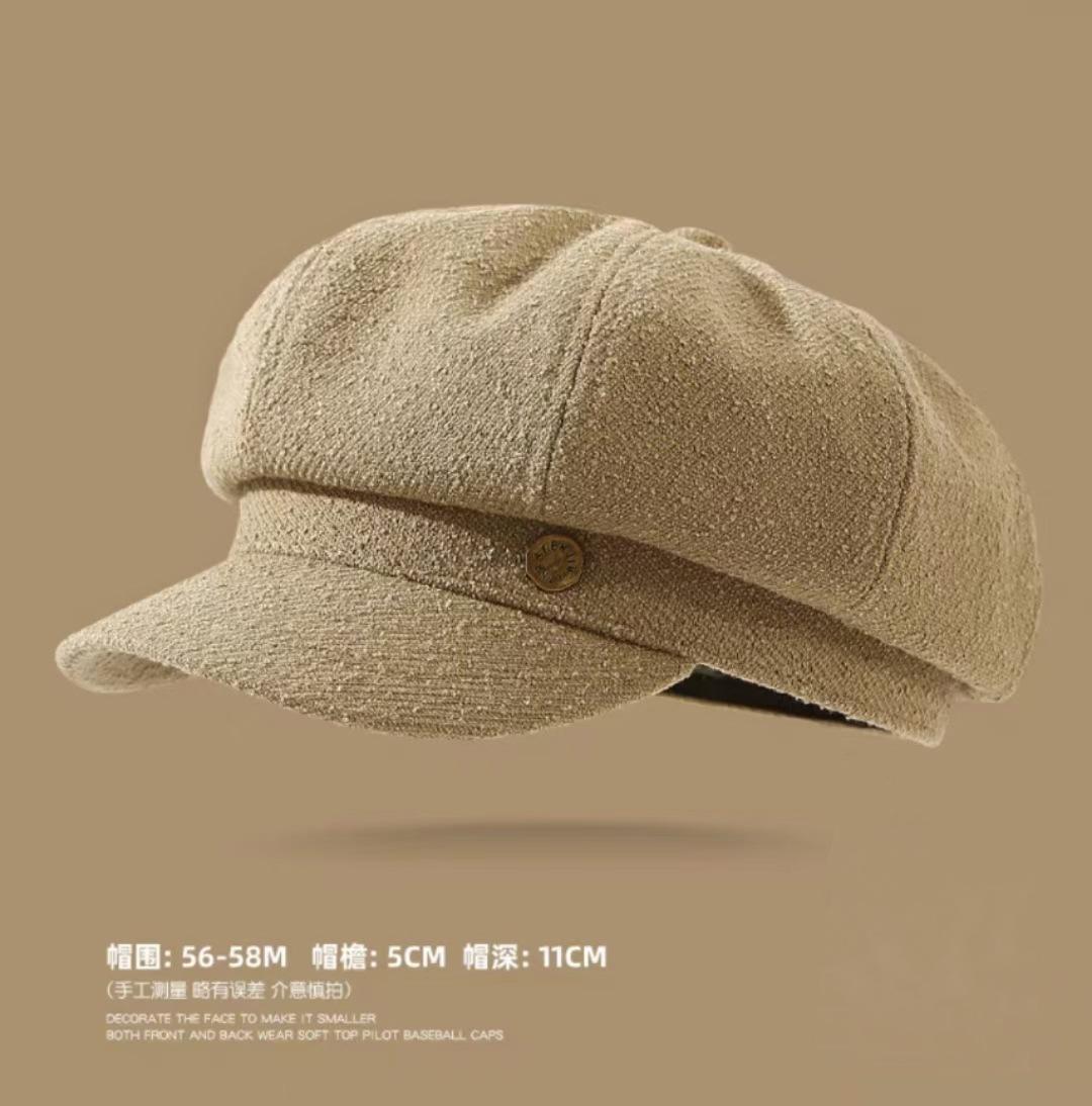 

Осенне-зимние шляпы женские высококлассные металлические стандартные восьмиугольные шляпы черные ретро кепки тренд One Size