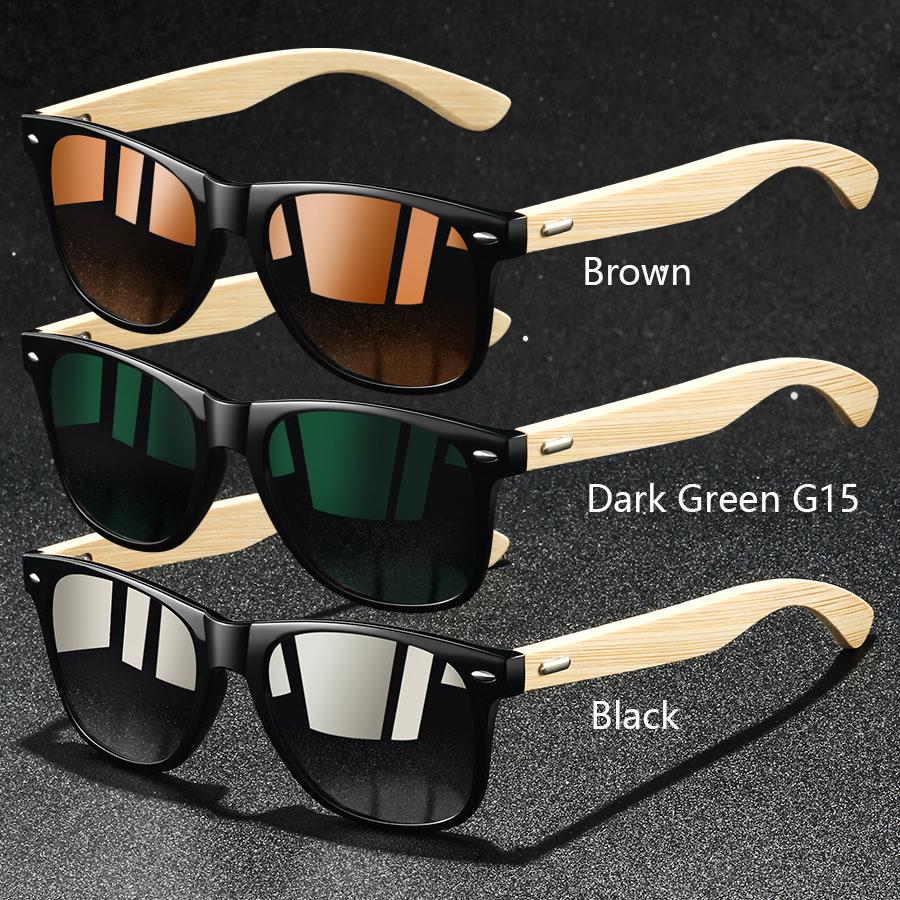 1PC Fashion Bamboo Wood Vintage Square Sunglasses UV400 Protection for Men Women Luxury Designer Sun Glasses Driving Fishing