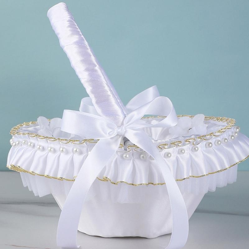 Princess Style Decorative Storage Basket With Metallic Accent Perfect For Bridal Showers Anniversaries And Photo Props