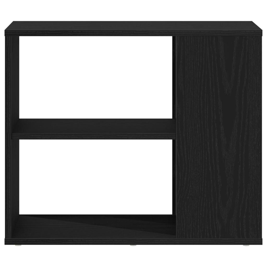 Schwarzer Eichenseitenkasten, Zweistöckiges Offenes Regal, Sofatisch, 60x30x50 Cm
