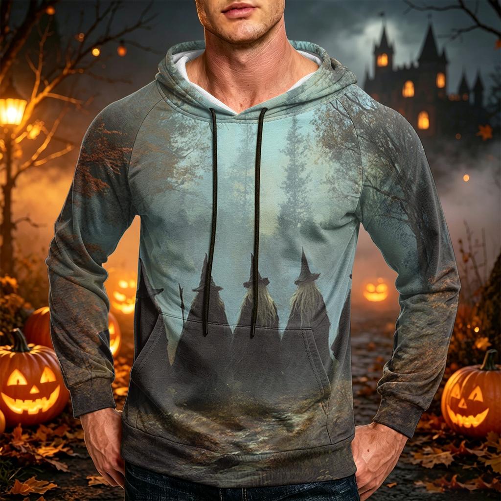 Men's Loose Fit Hoodie with Pocket Drawstring Printed Design for Casual Everyday Wear