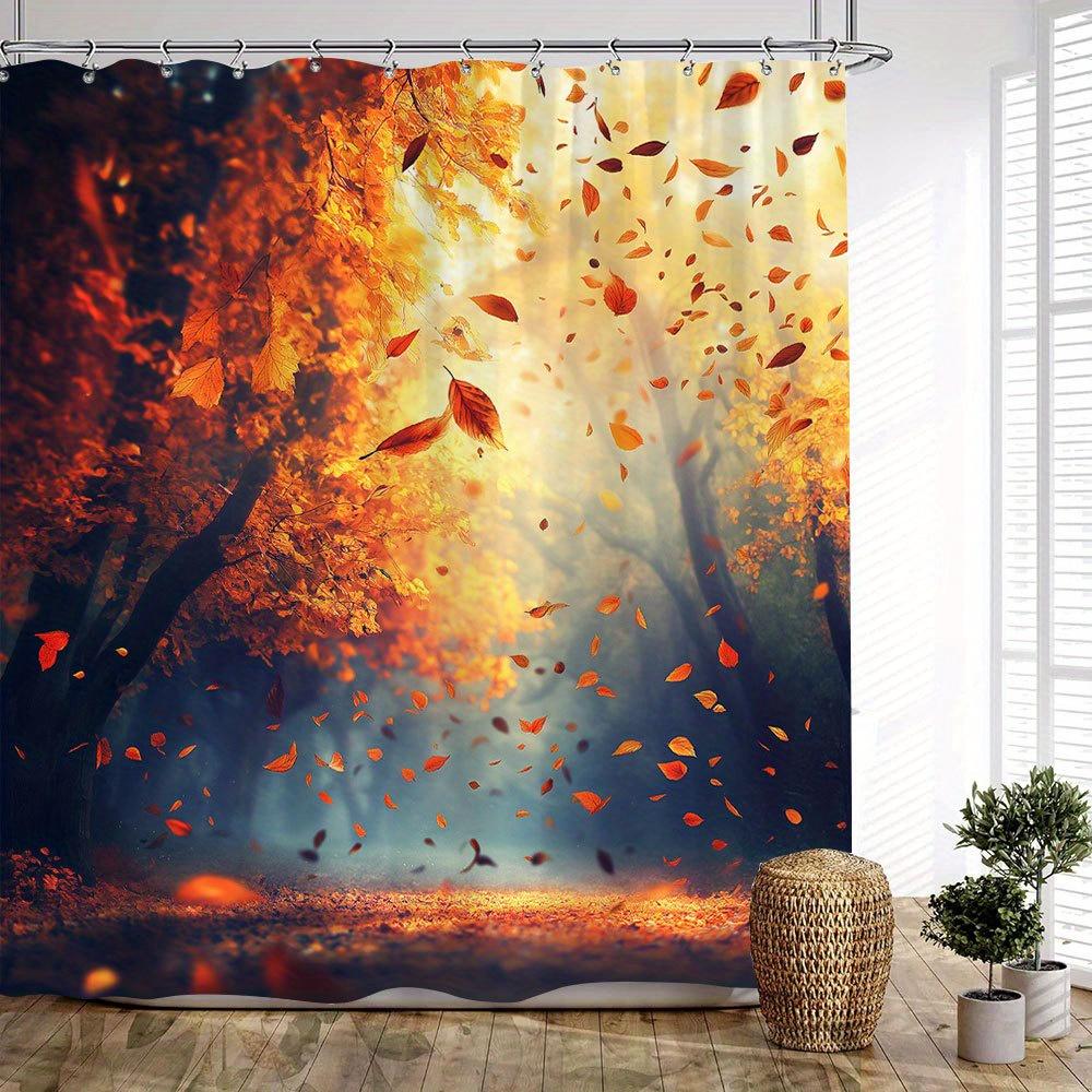 Autumn Leaves Waterproof Mildew-Resistant Shower Curtain - Vibrant Design for a Warm Bathroom Décor Experience