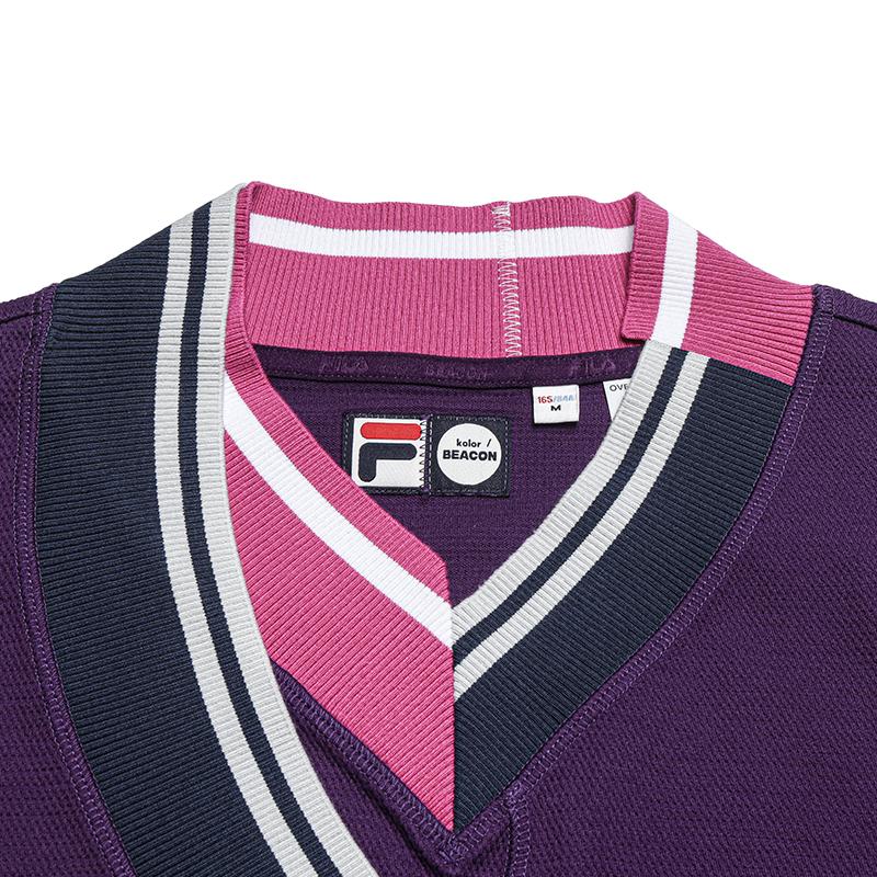 FILA × KOLOR BEACON Fashion Versatile Knitted Vest Women tops Royal-Purple F11W636107FPU