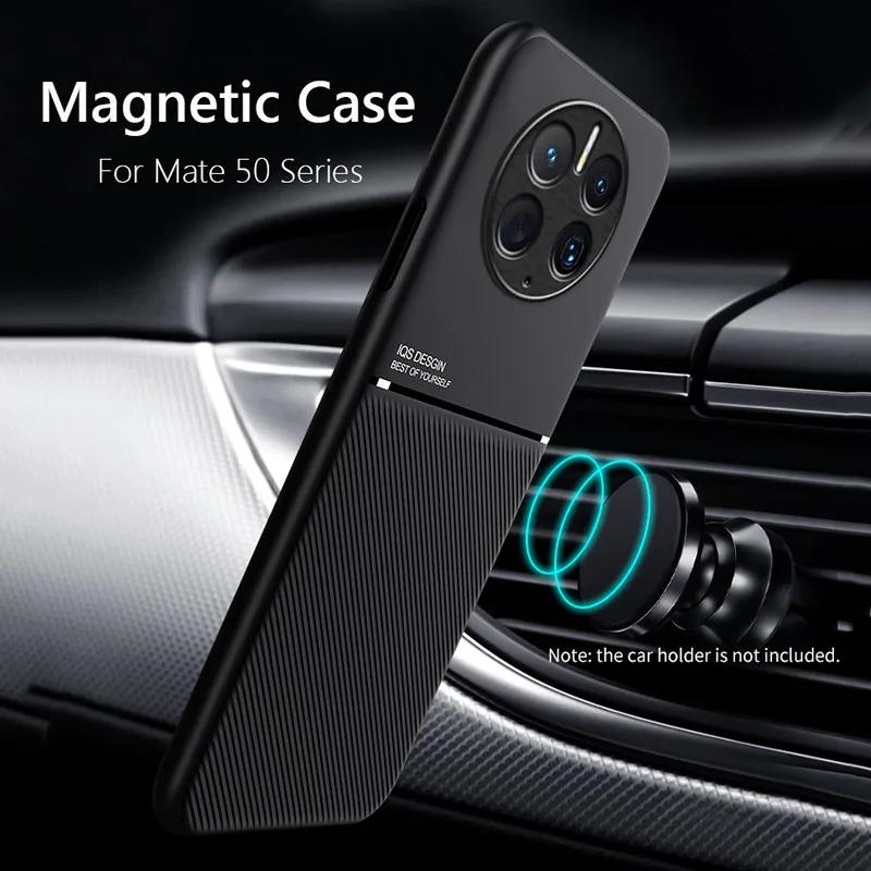 For Huawei Mate 50 Pro Case Car Magnetic Leather Cover Soft Frame Funda On For Mate 50 Pro Mate50 Pro Phone Cases Capa