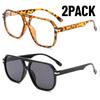 2PACK Vintage Double Bridge Black Sunglasses Women Oversized Square Frame Luxury Shades Sun Glasses Female Pilot Eyewear