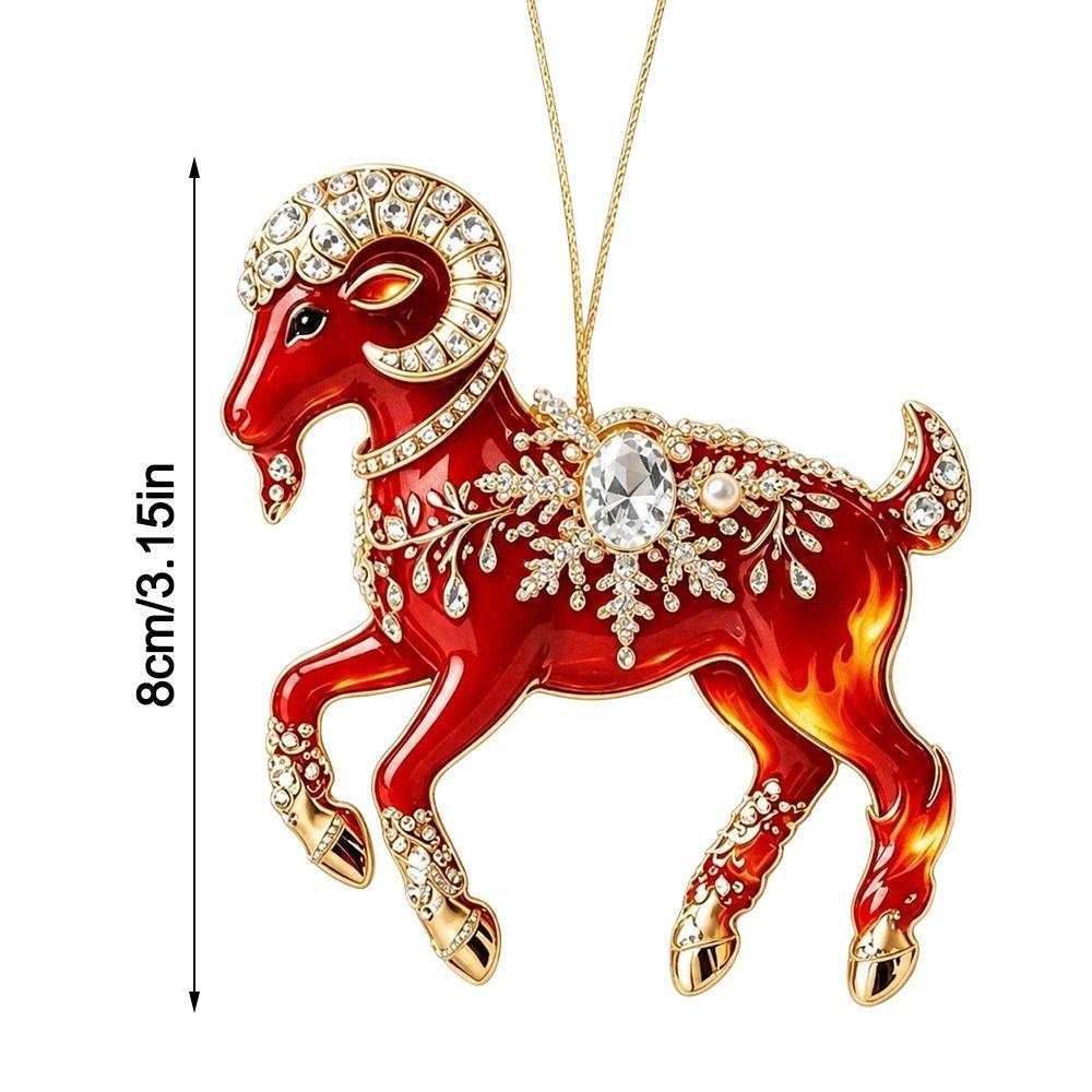 Glänzendes Ziegen-Hängeornament Acryl-Weihnachtsbaumschmuck Neues Sternzeichen Ziege Souvenir Taschenanhänger