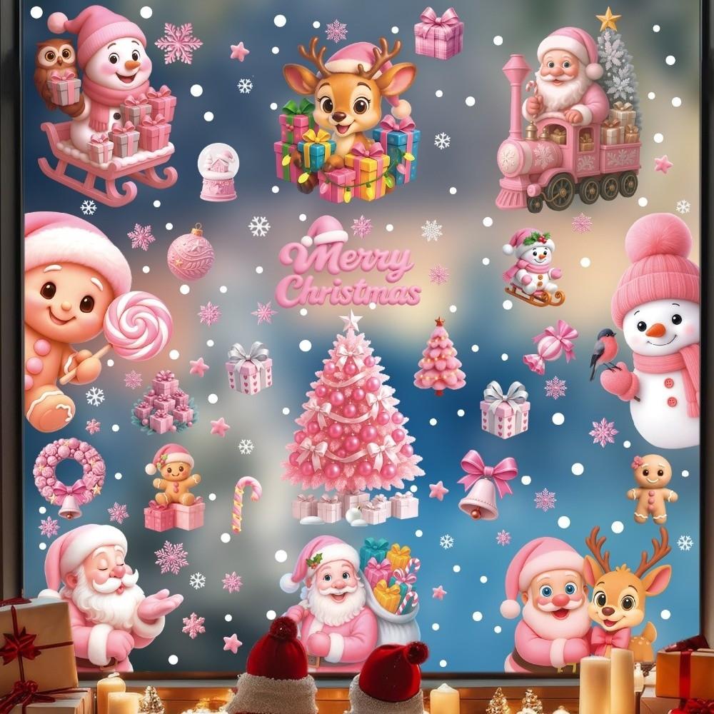 New PVC Window Stickers Santa Claus Snowflake Christmas Stickers Glass Windows Decor Reindeer Glass Sticker Home Decor