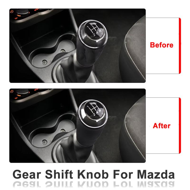 Leather 5/6-Speed Gear Shift Knob for MAZDA 3 BK BL 5 CR CW 6 II GH CX-7 ER MX-5 NC III 23 MT Leather Shifter Lever Arm Headball