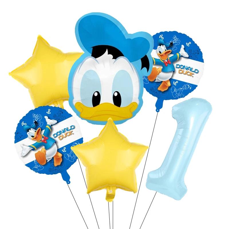 Cartoon Donald Number Duck Daisy Aluminum Film Balloon Set Spherical DIY Birthday Arrangement Party Decoration Balloons Kawaii