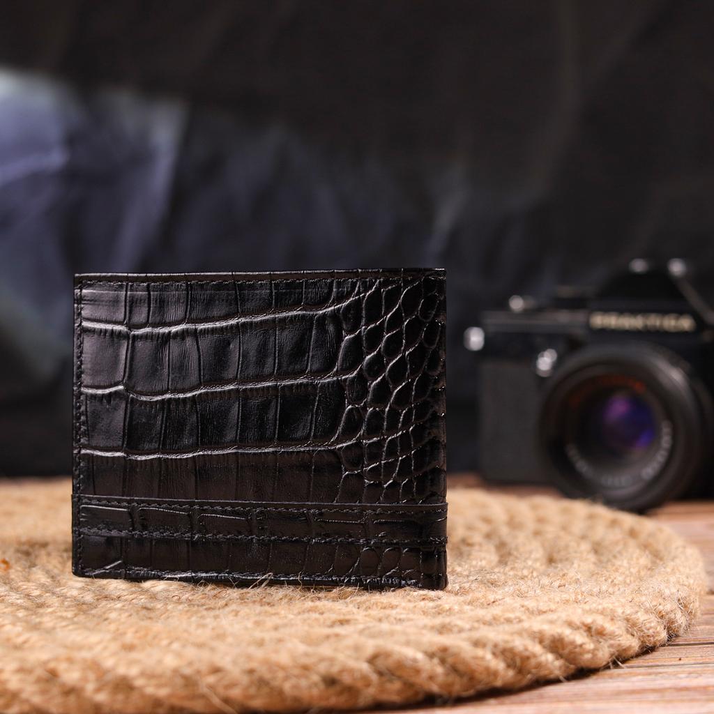 Agrafă pentru bărbați din piele naturală texturată CANPELLINI Money Clip 21520 Black