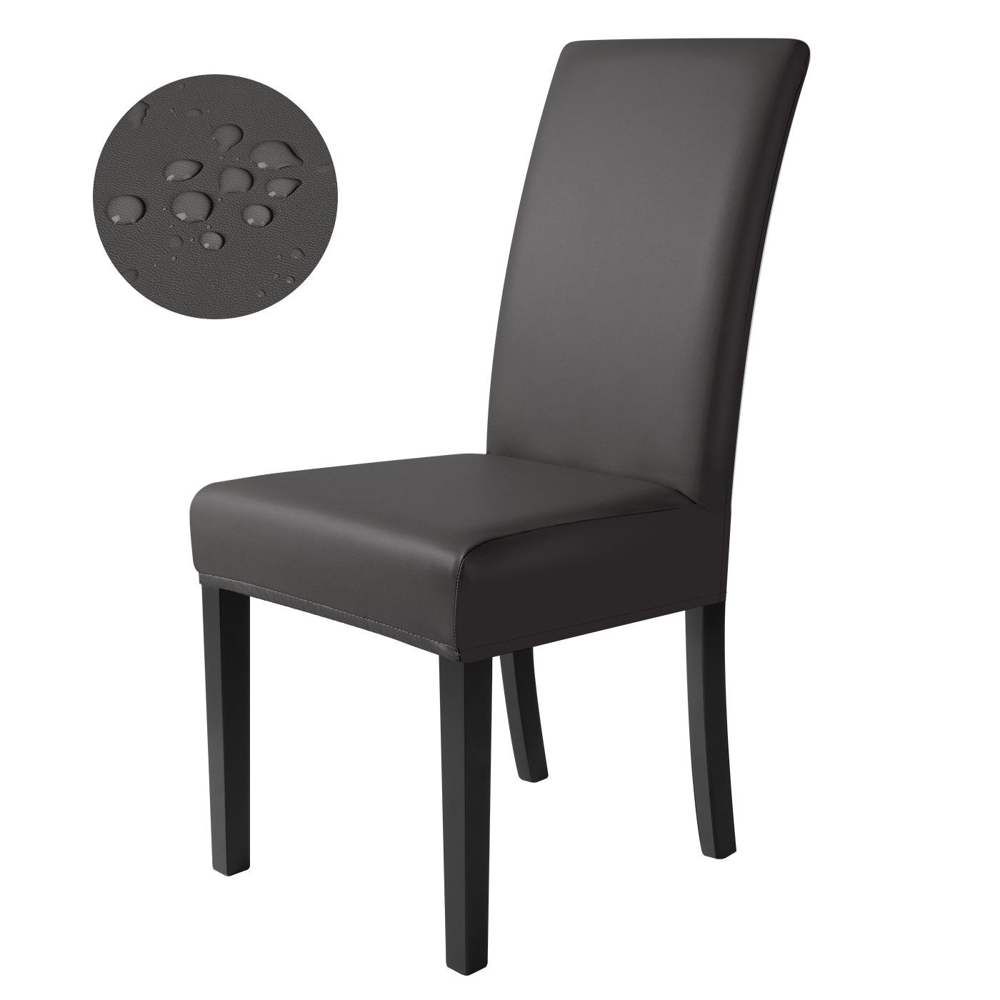 

1PC PU Leather Chair Covers Stretch Chair Seat Cover Protector Dining Room Restaurant Kitchen Chair Case Solid Colors чорний