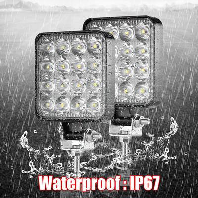 12V Wasserdichte LED Arbeitsscheinwerferleiste Quadratischer Scheinwerfer 48W Arbeitsscheinwerfer Scheinwerfer Für LKW Offroad Nachtfahrlicht Für SUV